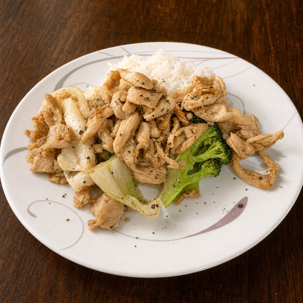 Pad Kra Teim Prik Thai (Garlic and Black Pepper).