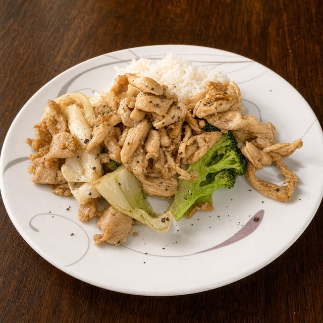 Pad Kra Teim Prik Thai (Garlic and Black Pepper).